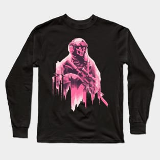 Retro pink skull soldier Long Sleeve T-Shirt